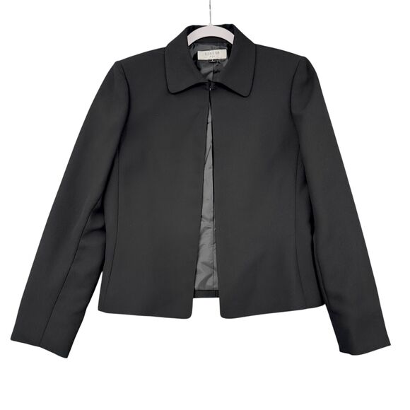 Stresa‎ ASL Black Collared Open Front Long Sleeve Career Womens Jacket Size 6 - Picture 1 of 7